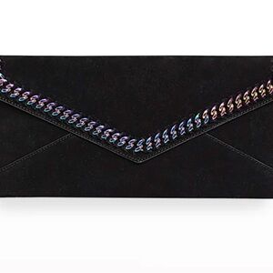Black Suede Clutch with Chain Detail